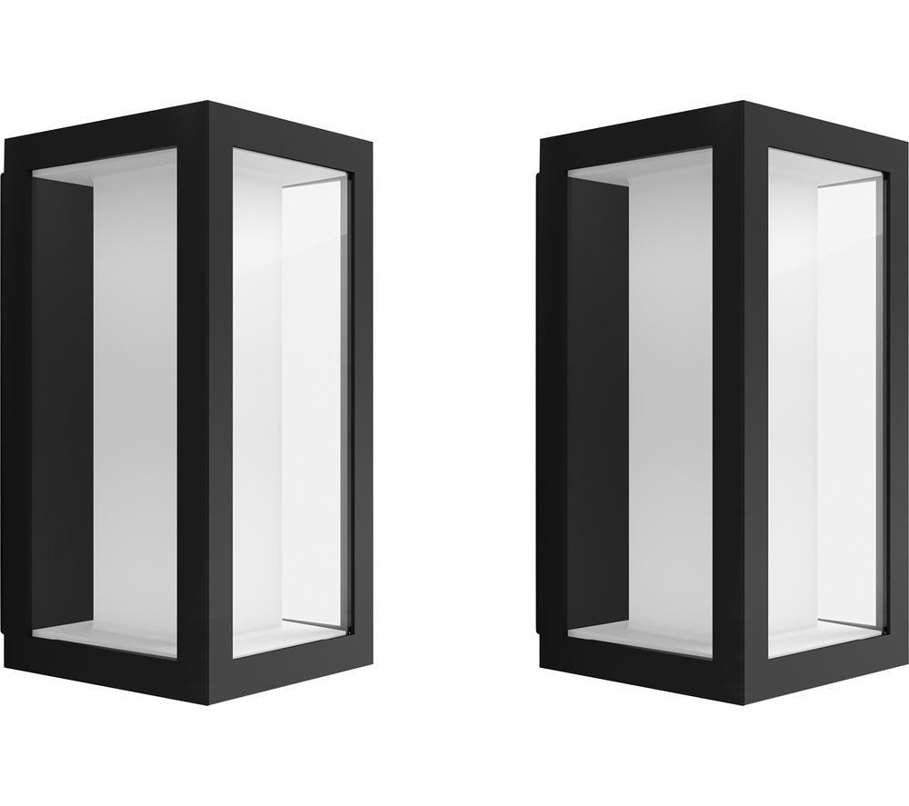 PHILIPS HUE Impress White & Colour Ambiance Smart Outdoor LED Wall Light - Slim, Twin Pack