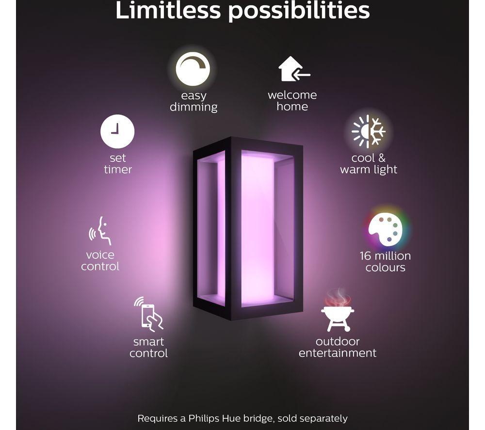 PHILIPS HUE Impress White & Colour Ambiance Smart Outdoor LED Wall Light - Slim, Twin Pack image number 2 of 10