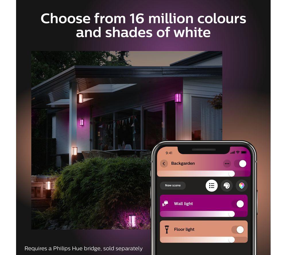 PHILIPS HUE Impress White & Colour Ambiance Smart Outdoor LED Wall Light - Slim, Twin Pack image number 3 of 10