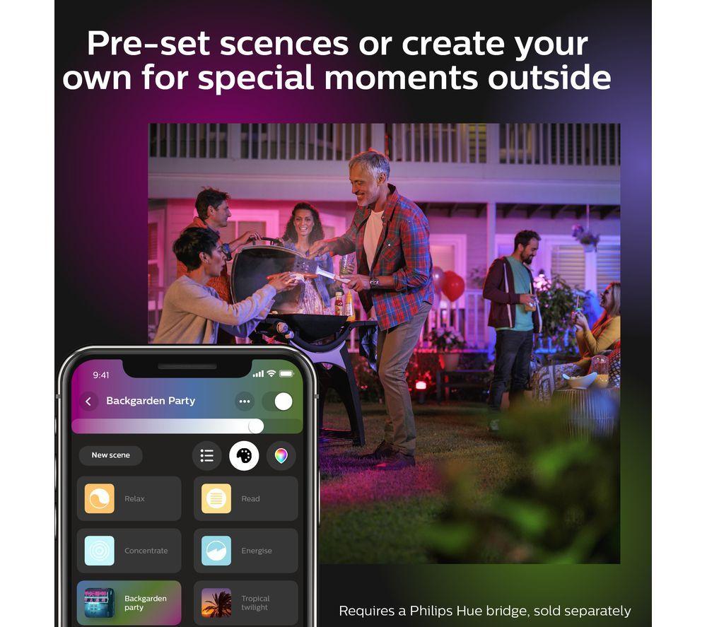 PHILIPS HUE Impress White & Colour Ambiance Smart Outdoor LED Wall Light - Slim, Twin Pack image number 7 of 10