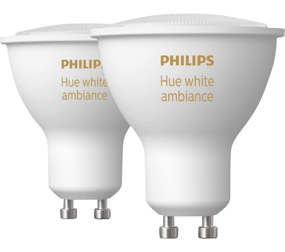 Philips Hue White Ambiance Smart LED Spotlight - GU10, Pack of 2