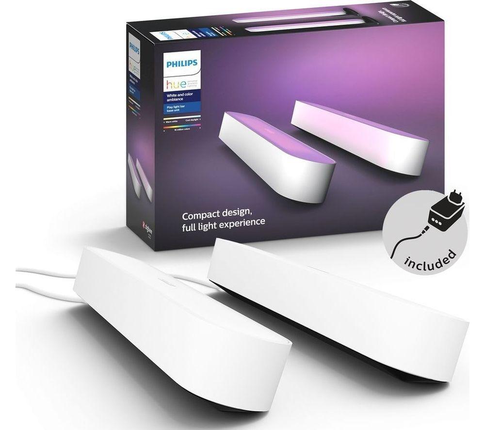 PHILIPS HUE Play White & Colour Ambiance Smart Light Bar - White, Twin Pack