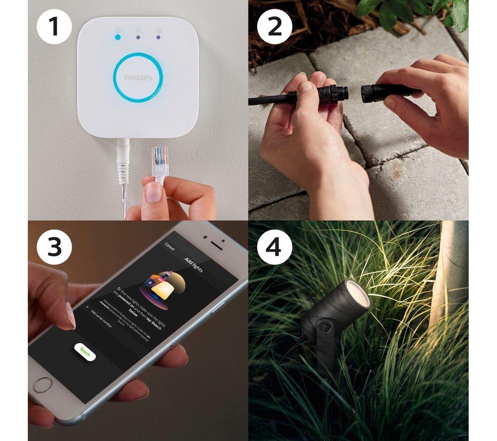 PHILIPS HUE Lily White & Colour Ambiance Smart Outdoor LED Spotlight Extension - Black image number 9 of 11