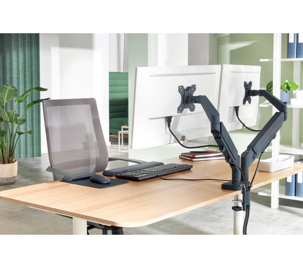 LEITZ Ergo Dual Arm Tilt & Swivel 17-32" Monitor Desk Mount Grey image number 8 of 9