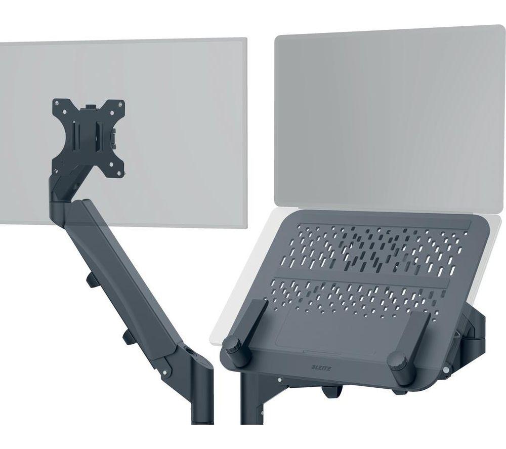 LEITZ Ergo Space Saving Dual Arm Tilt & Swivel 17-32" Monitor and 13-17" Laptop Desk Mount image number 4 of 9
