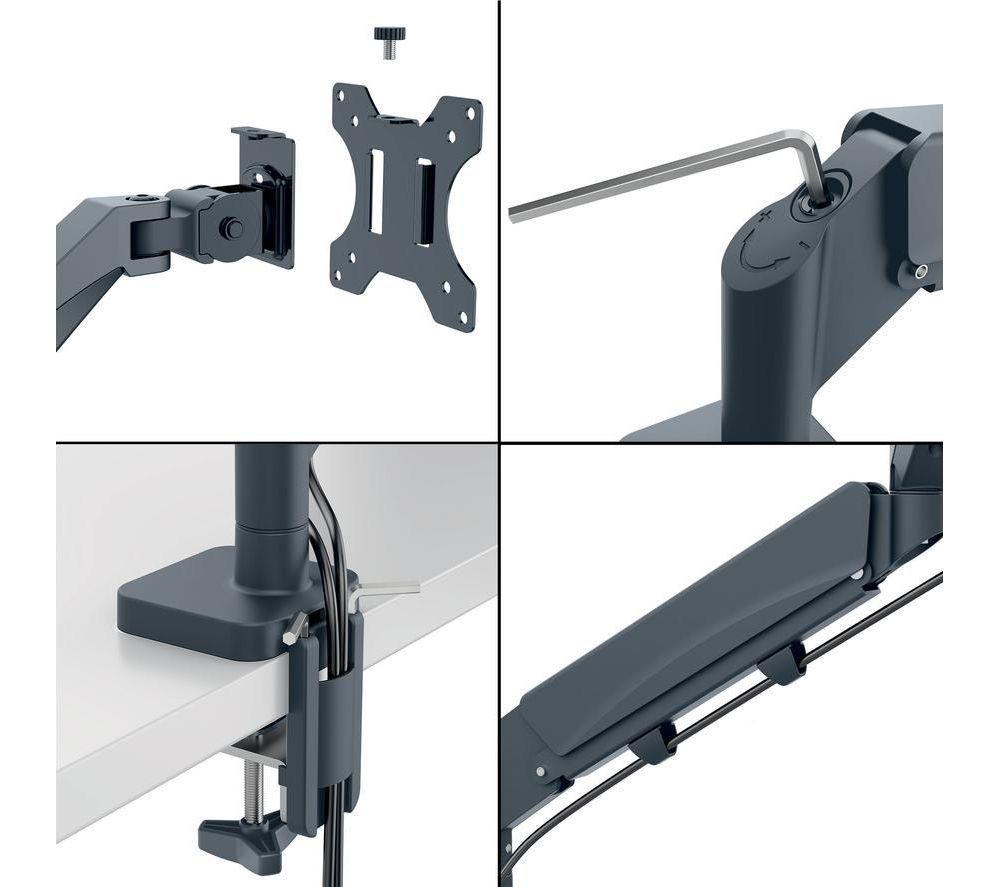 LEITZ Ergo Space Saving Dual Arm Tilt & Swivel 17-32" Monitor and 13-17" Laptop Desk Mount image number 6 of 9