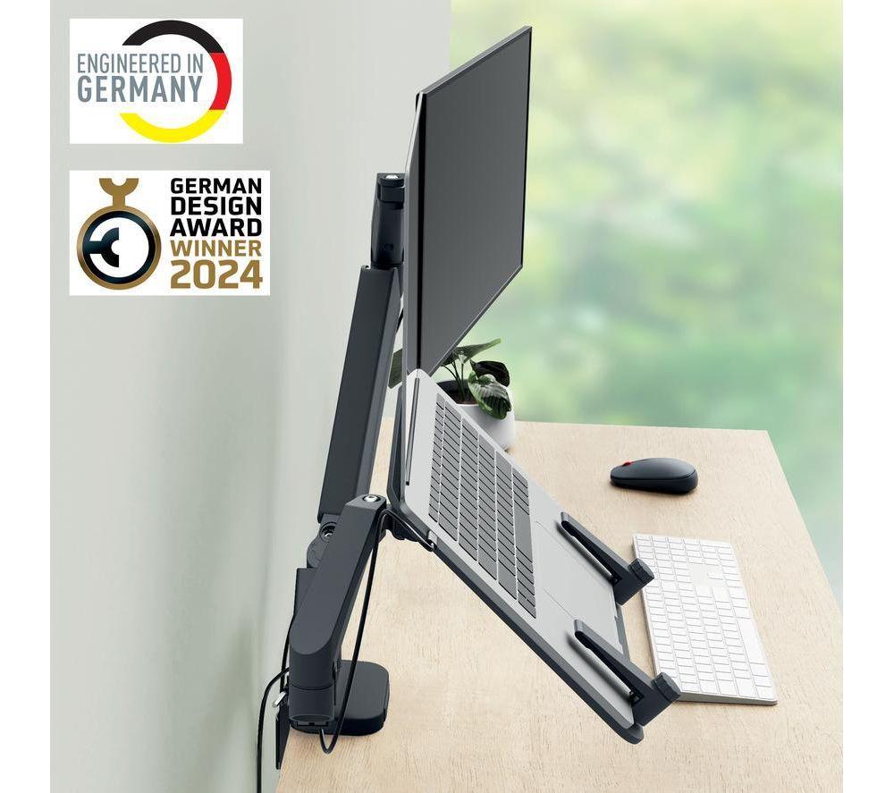 LEITZ Ergo Space Saving Dual Arm Tilt & Swivel 17-32" Monitor and 13-17" Laptop Desk Mount image number 7 of 9