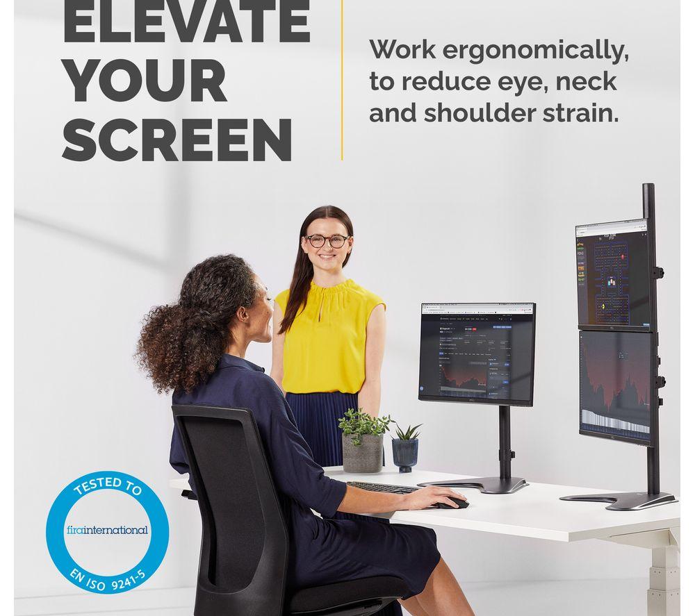 FELLOWES Seasa Dual Arm Full Motion 32" Monitor Stand - Black image number 2 of 5