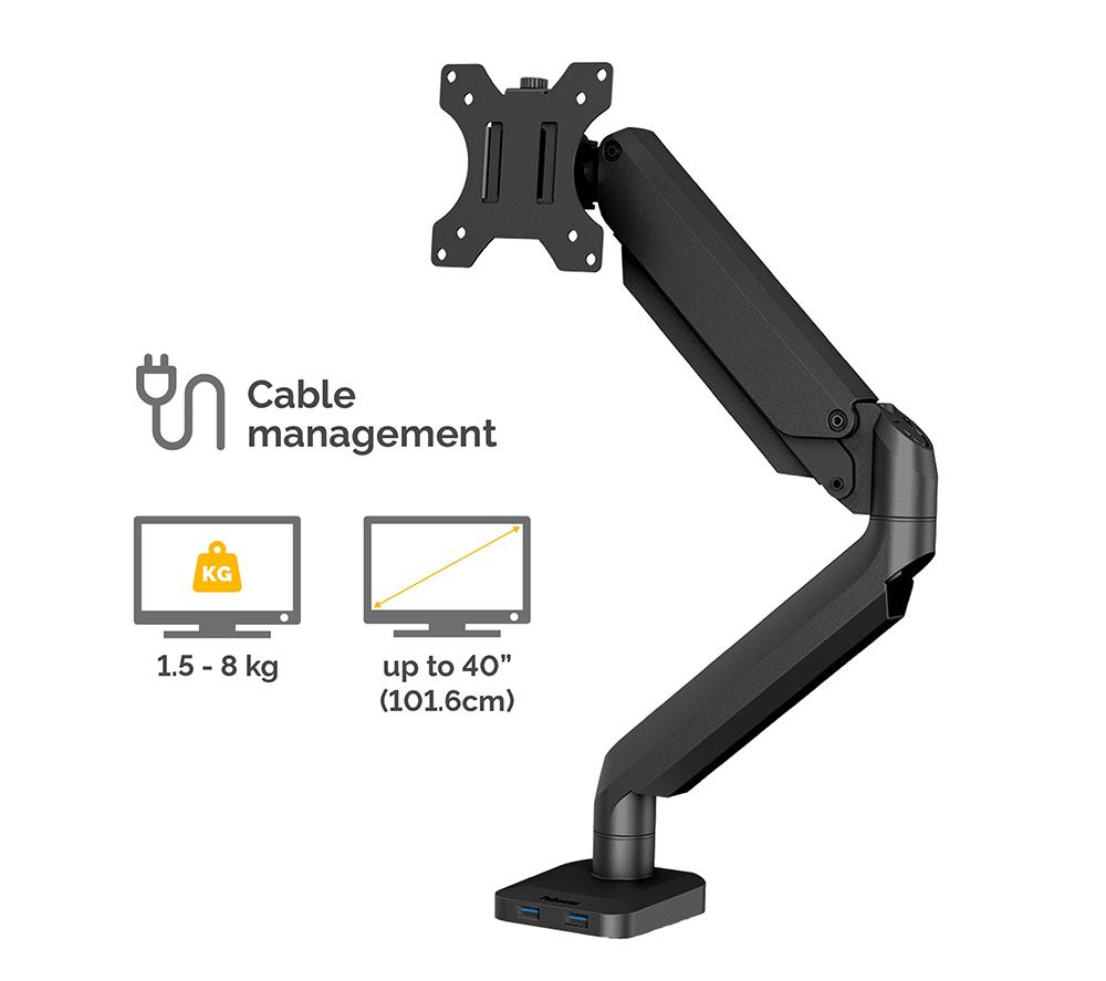 FELLOWES Platinum Single Arm Tilt & Swivel 40" Monitor Desk Mount image number 3 of 7