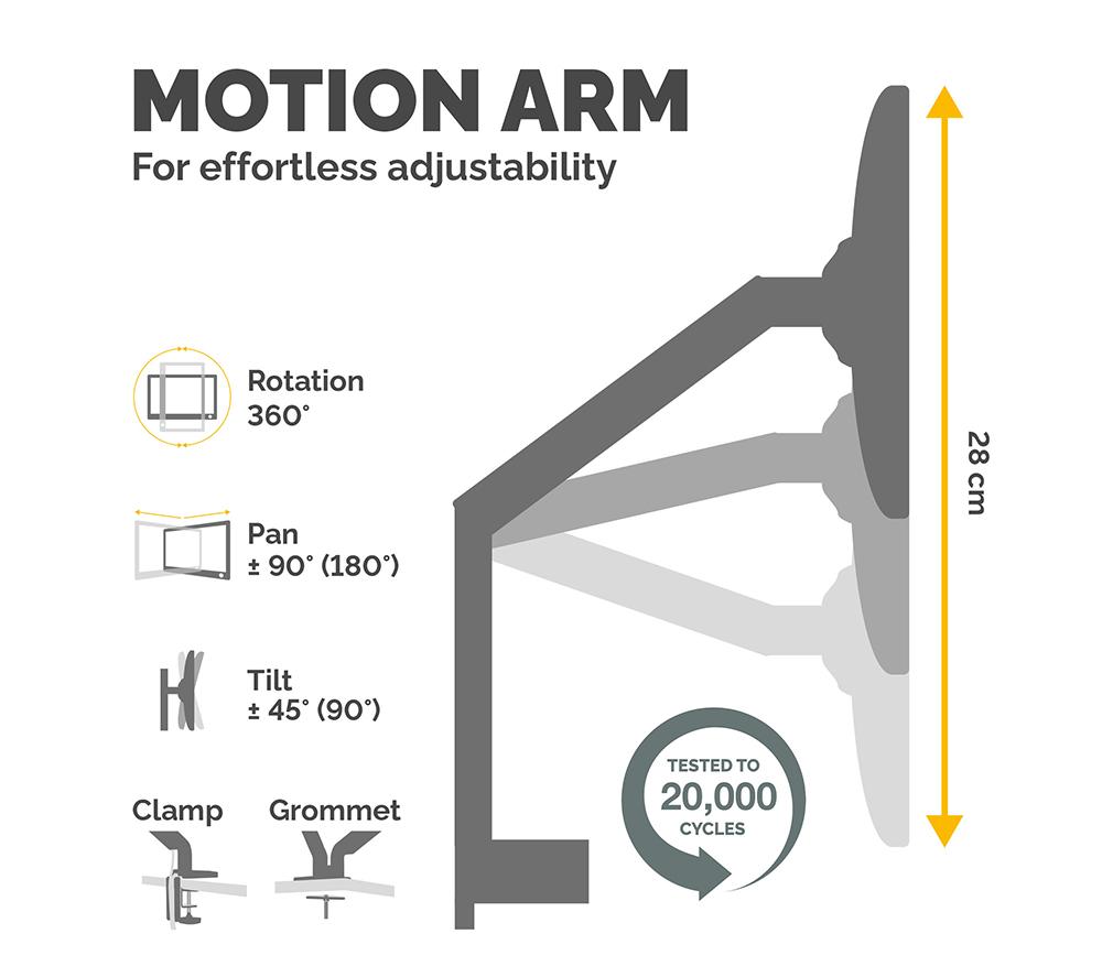 FELLOWES Platinum Single Arm Tilt & Swivel 40" Monitor Desk Mount image number 4 of 7