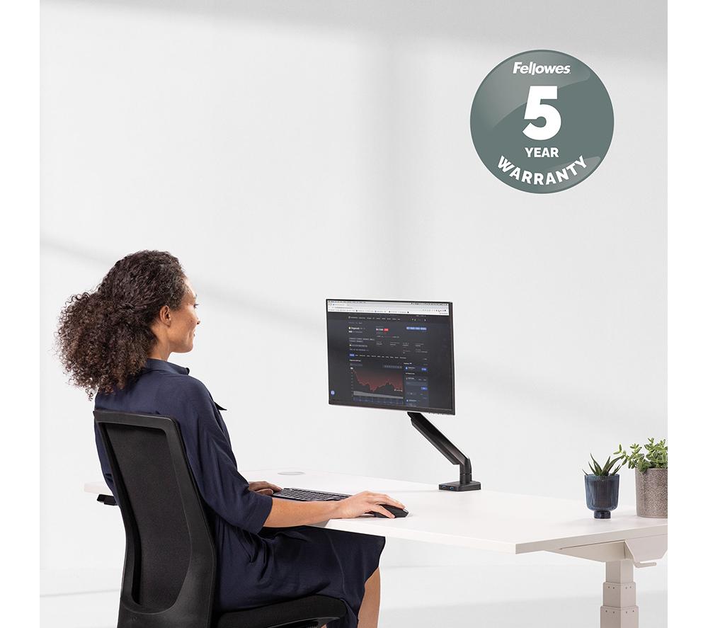 FELLOWES Platinum Single Arm Tilt & Swivel 40" Monitor Desk Mount image number 7 of 7