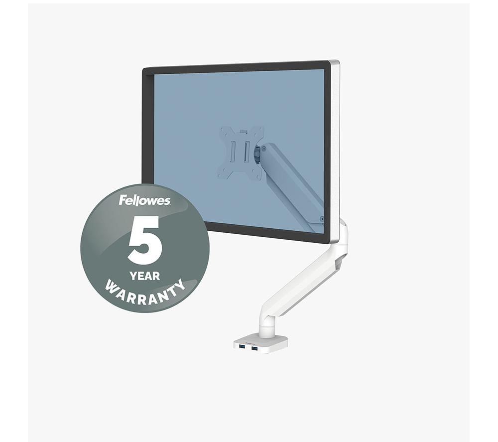 FELLOWES Platinum Series Single Arm Tilt & Swivel 40" Monitor Desk Mount - White image number 7 of 7