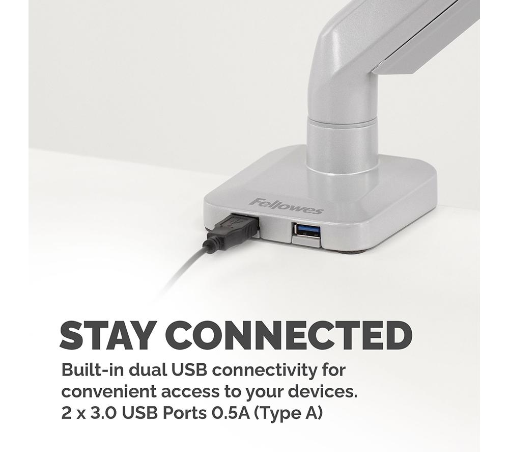 FELLOWES Platinum Series Single Arm Tilt & Swivel 40" Monitor Desk Mount - Silver image number 5 of 7