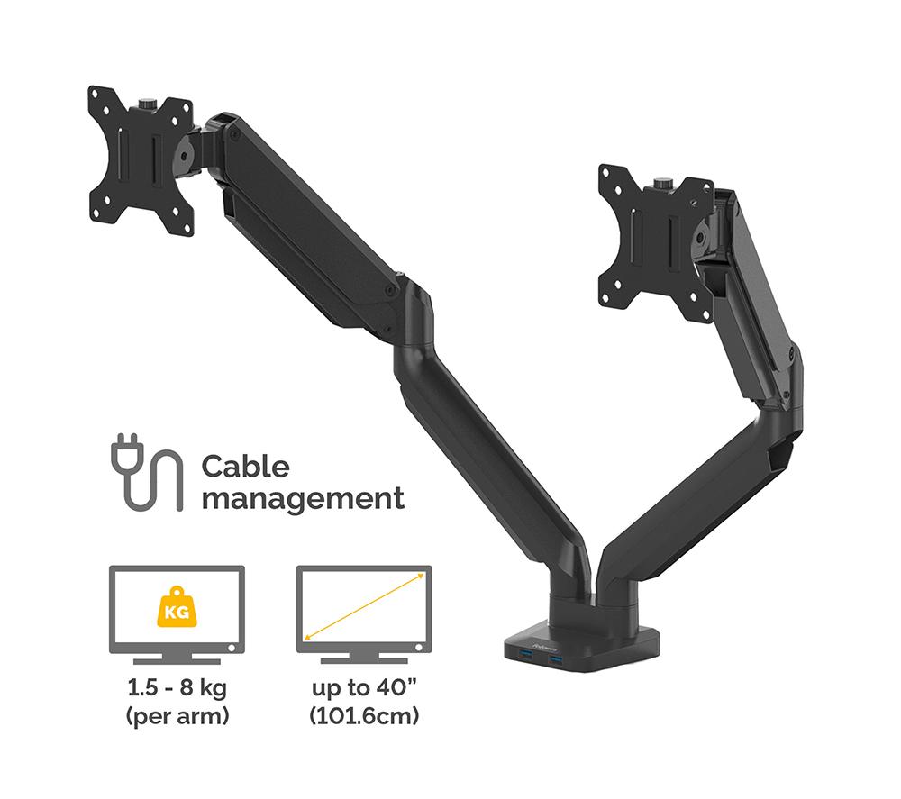FELLOWES Platinum Series Dual Arm Full Motion 40" Monitor Desk Mount image number 3 of 11