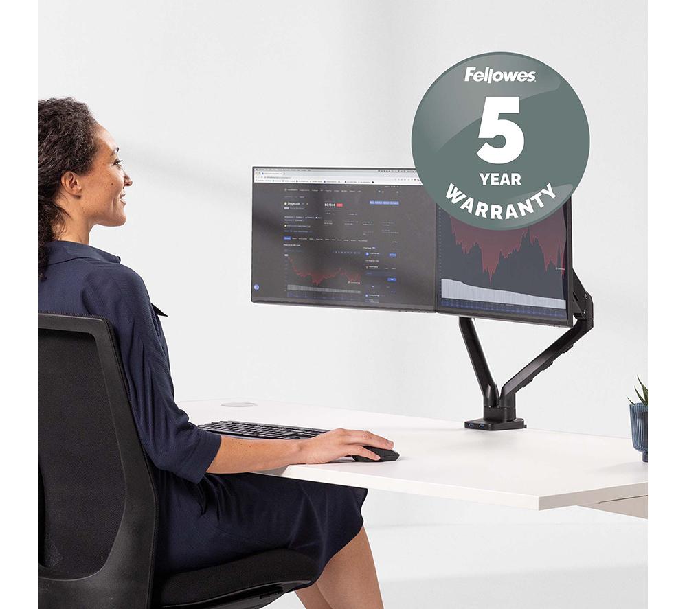 FELLOWES Platinum Series Dual Arm Full Motion 40" Monitor Desk Mount image number 8 of 11