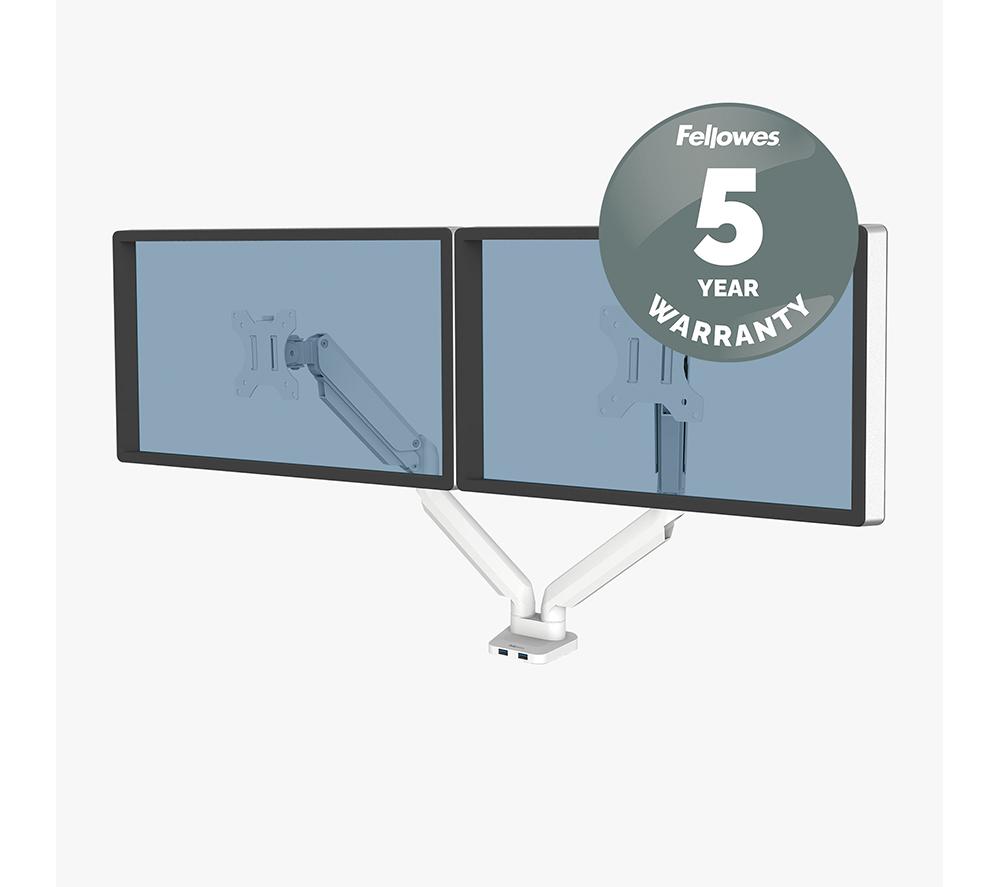 FELLOWES Platinum Series Dual Arm Full Motion 40" Monitor Desk Mount - White image number 7 of 7