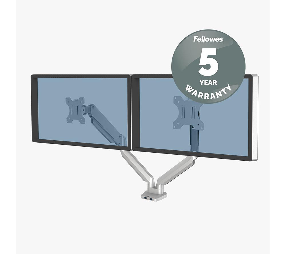 FELLOWES Platinum Series Dual Arm Full Motion 40" Monitor Desk Mount - Silver image number 7 of 7