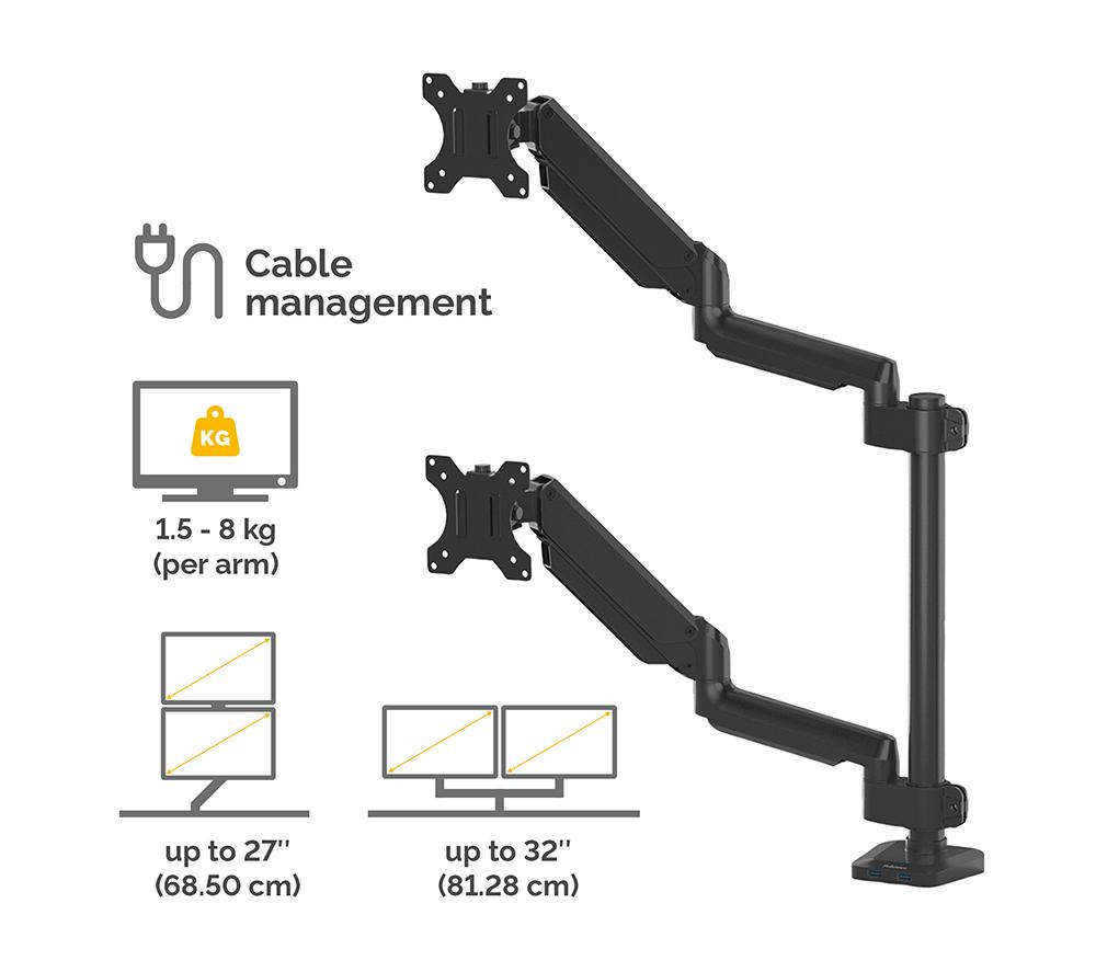 FELLOWES Platinum Series Dual Arm Full Motion 27" Monitor Desk Mount image number 3 of 6