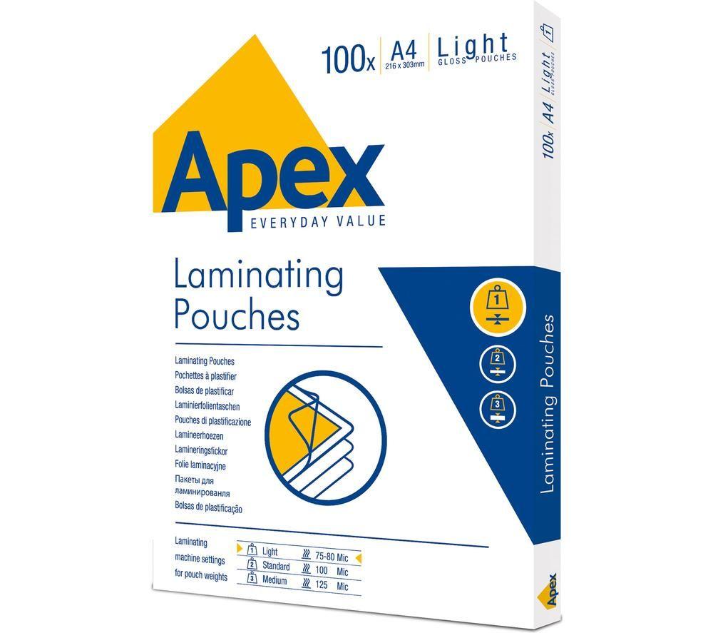 FELLOWES Apex 6003201 45 Micron A4 Laminating Pouches - Pack of 100