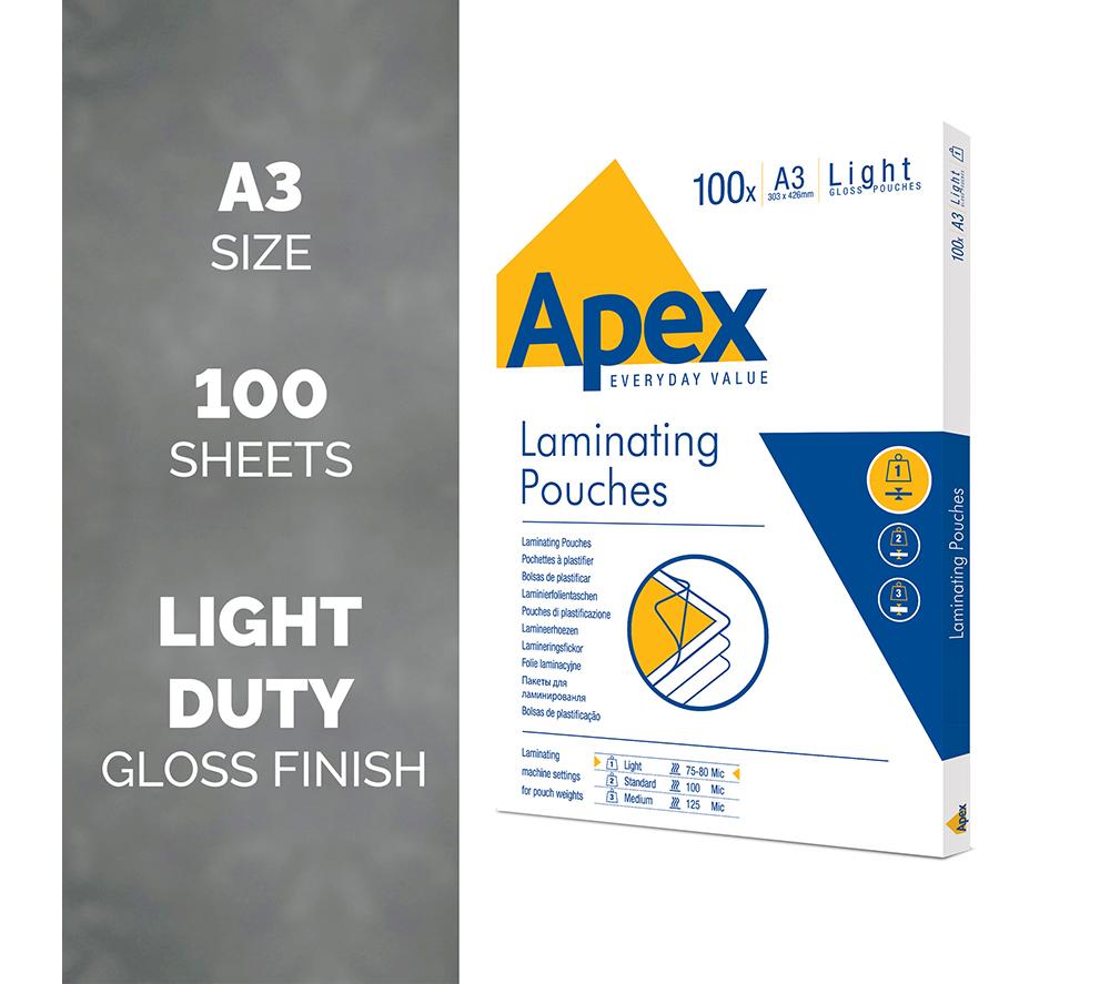 FELLOWES Apex Light 6001901 150 Micron A3 Laminating Pouches - Pack of 100 image number 2 of 5