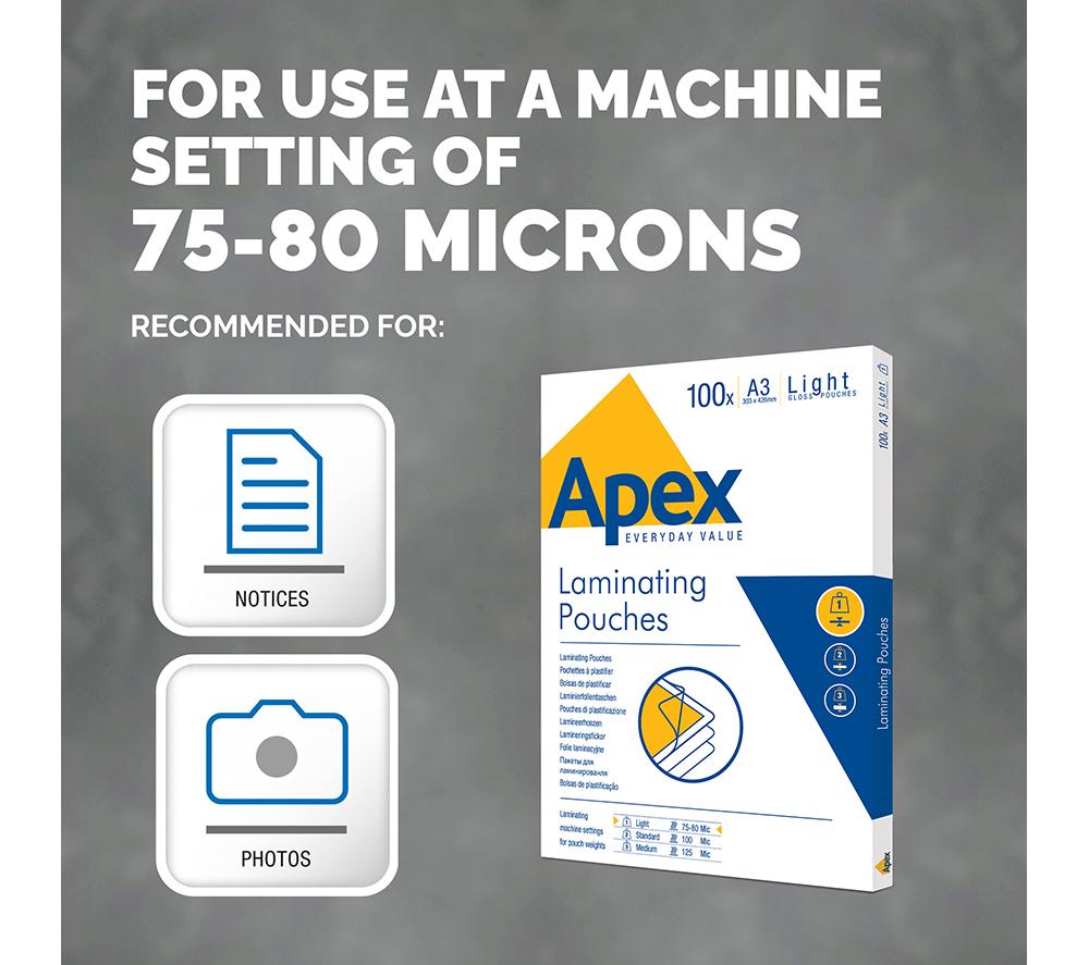 FELLOWES Apex Light 6001901 150 Micron A3 Laminating Pouches - Pack of 100 image number 3 of 5