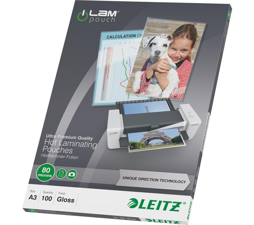 Leitz Ilam 74850000 80 Micron A3 Laminating Pouches - Pack Of 100