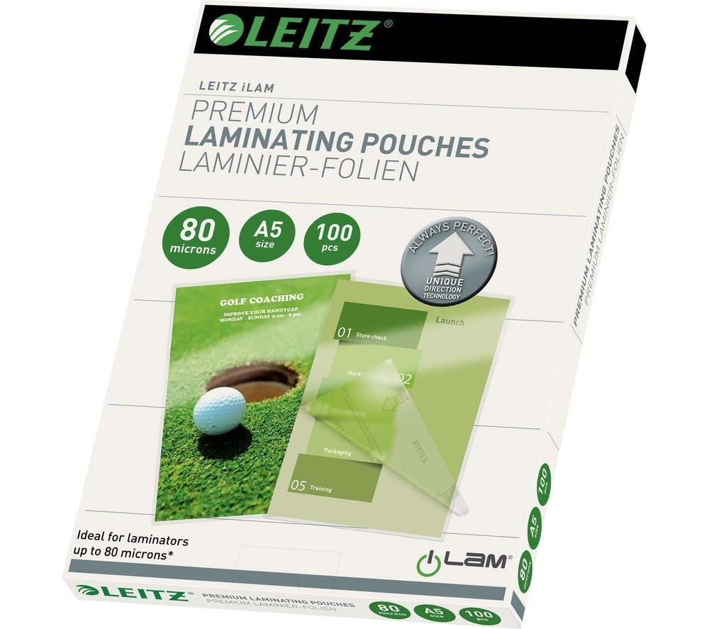 LEITZ iLAM 74920000 80 Micron A5 Laminating Pouches - Pack of 100