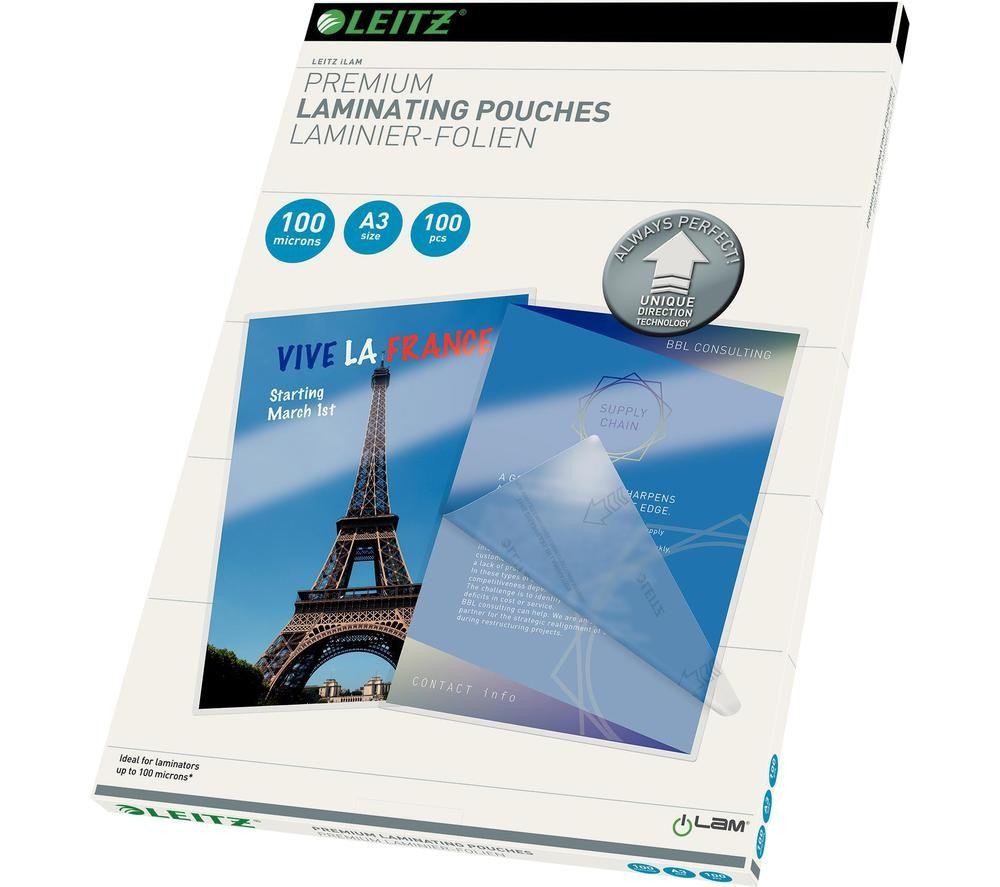 Leitz Ilam 74870000 100 Micron A3 Laminating Pouches - Pack Of 100