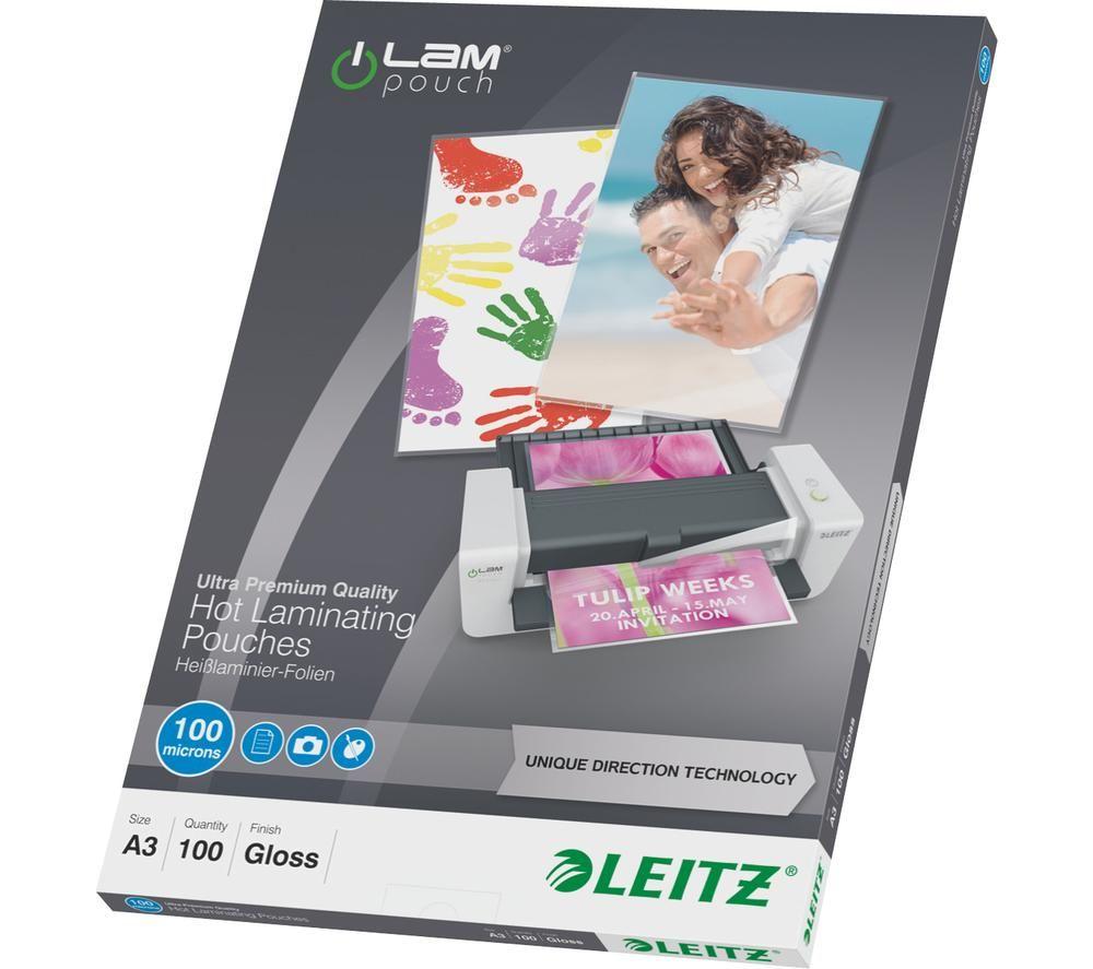 LEITZ iLAM 74870000 100 Micron A3 Laminating Pouches - Pack of 100 image number 2 of 5