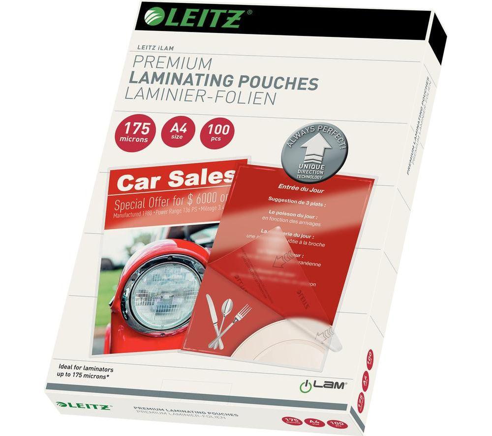 LEITZ iLAM 74830000 175 Micron A4 Laminating Pouches - Pack of 100