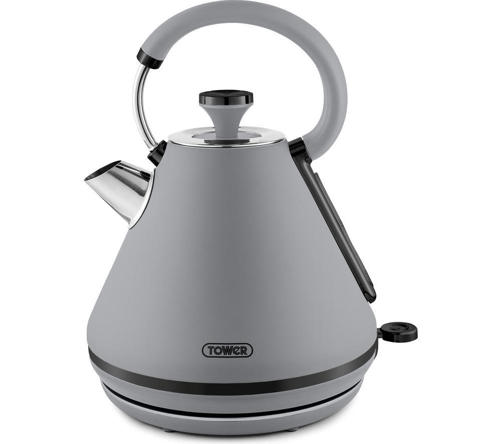 TOWER Sera T10079GRY Traditional Kettle - Grey, Silver/Grey