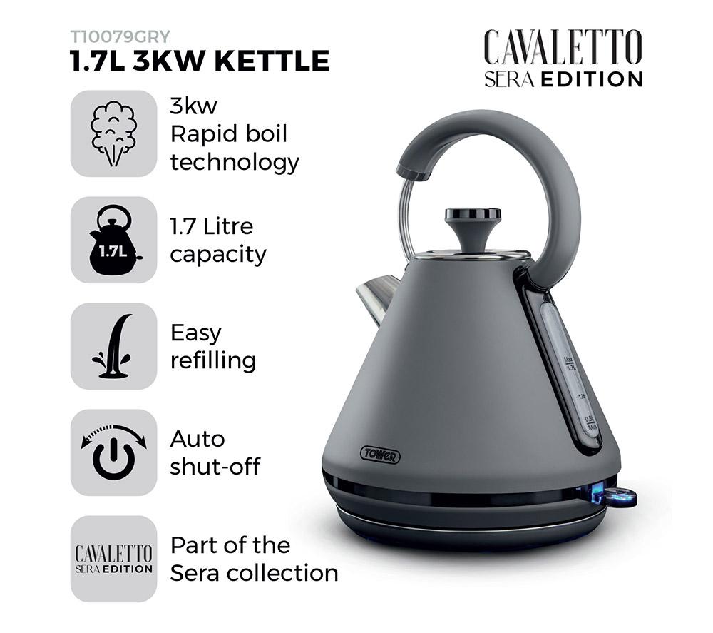TOWER Sera T10079GRY Traditional Kettle - Grey image number 2 of 9