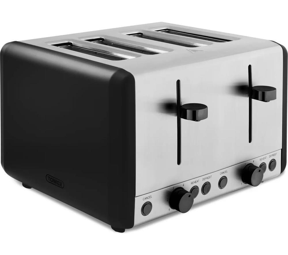 TOWER Sera T20086BLK 4-Slice Toaster - Black, Black