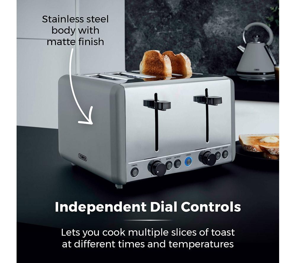 TOWER Sera T20086GRY 4-Slice Toaster - Grey image number 5 of 9