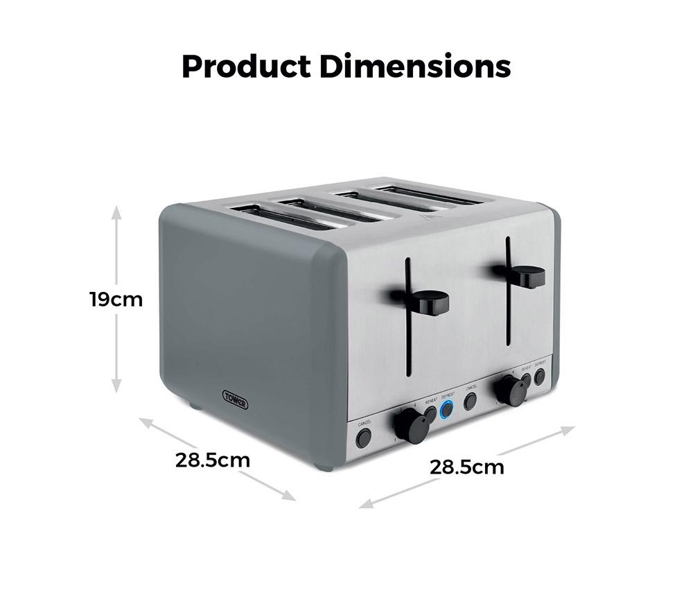 TOWER Sera T20086GRY 4-Slice Toaster - Grey image number 6 of 9