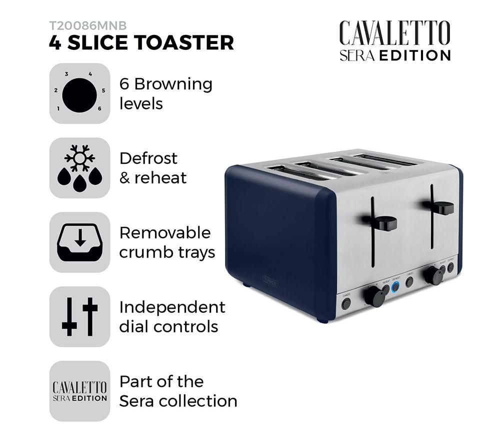 TOWER Sera T20086MNB 4-Slice Toaster - Blue image number 2 of 9