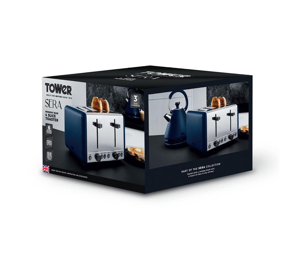 TOWER Sera T20086MNB 4-Slice Toaster - Blue image number 9 of 9
