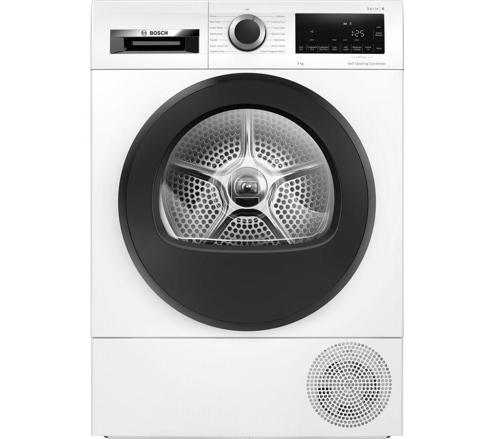 BOSCH Series 6 WQG245A0GB 9 kg Heat Pump Tumble Dryer – White, Silver/Grey