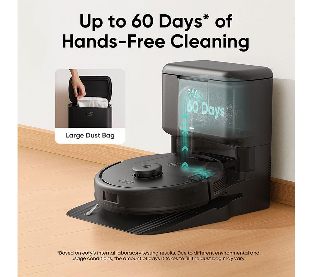 EUFY L60 Hybrid Robot Vacuum Cleaner & Mop with Self-Empty Station - Black image number 4 of 9