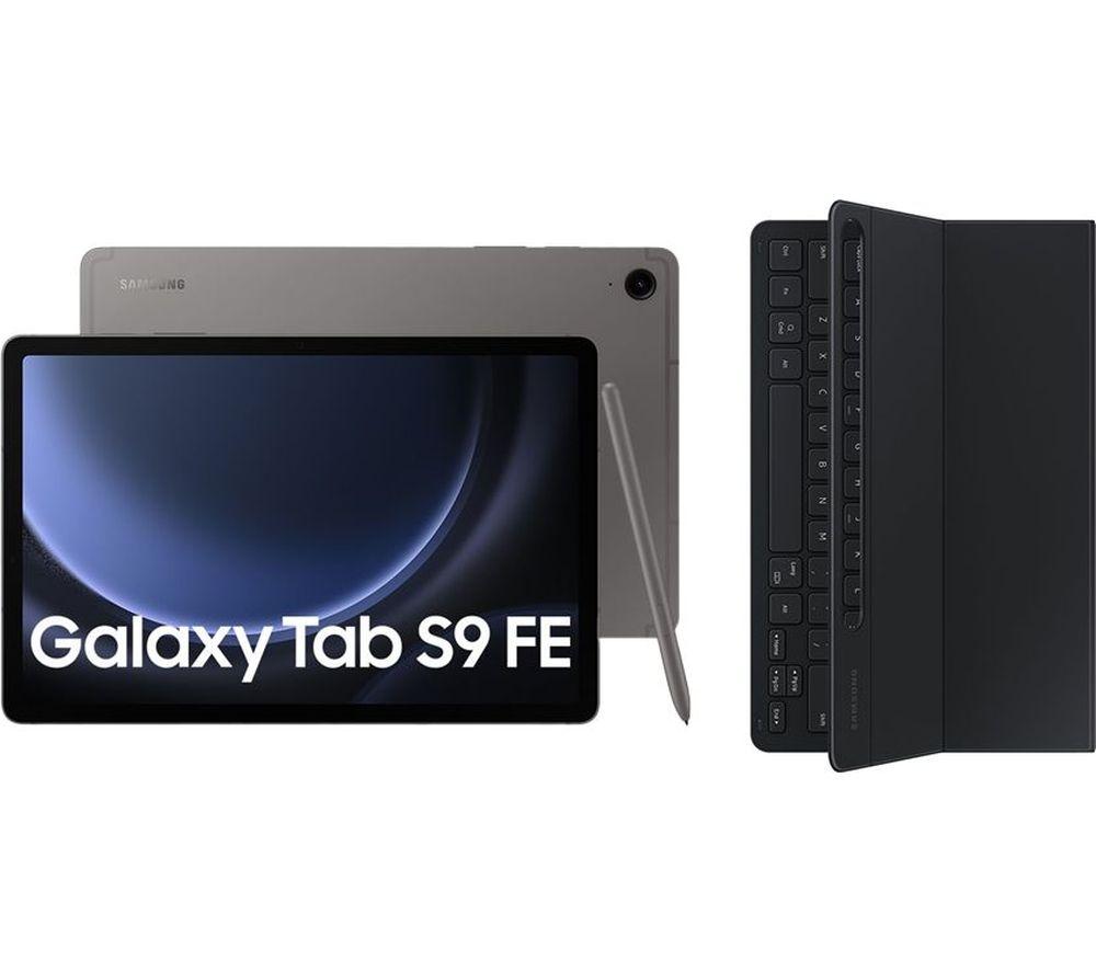 Samsung Galaxy Tab S9 FE 10.9 Tablet (256 GB, Grey) & Galaxy Tab S9 and S9 FE Slim Book Cover Keybo
