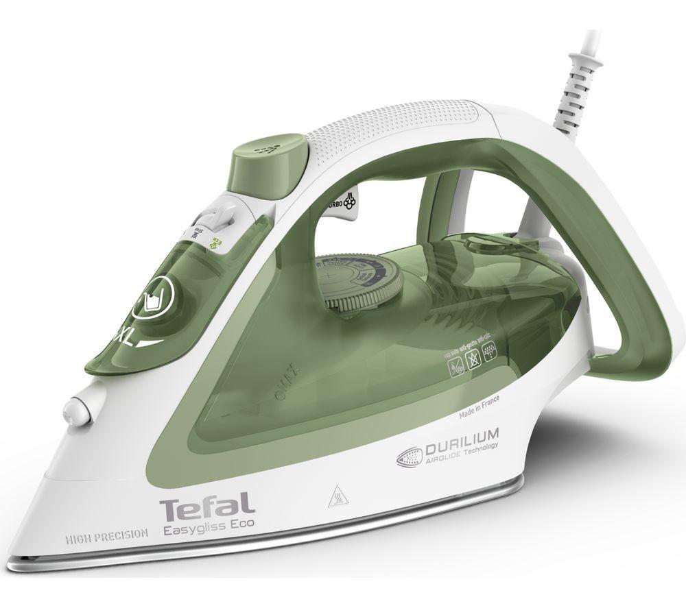 TEFAL Easygliss Eco FV5781 Steam Iron - White & Green, Green,White