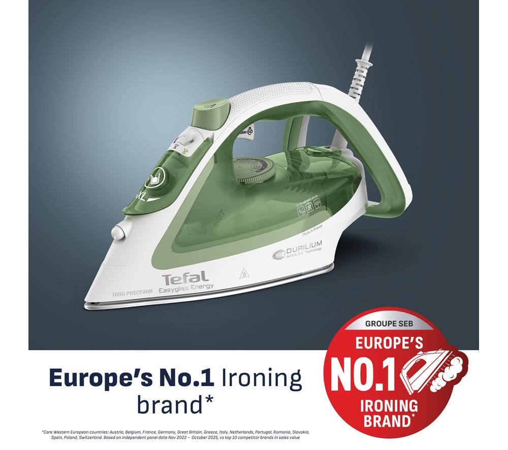 TEFAL Easygliss Eco FV5781 Steam Iron - White & Green image number 2 of 9