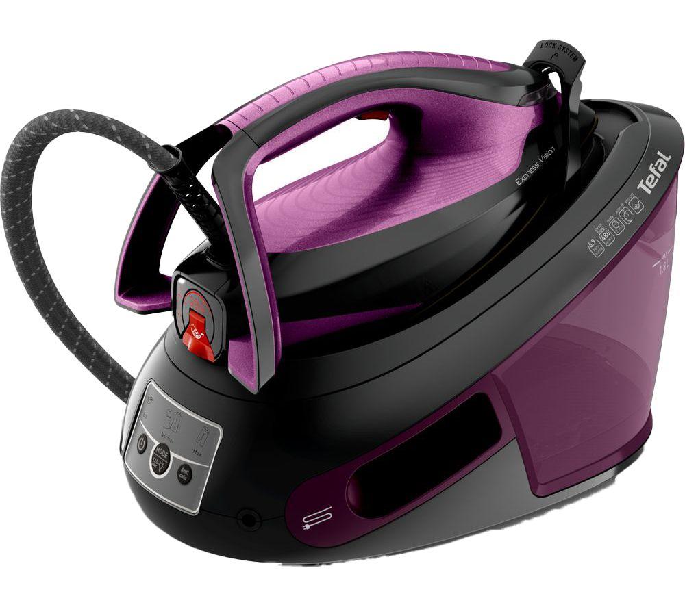 Image of Tefal Express Vision SV8154 Steam Generator Iron - Black & Purple, Purple,Black