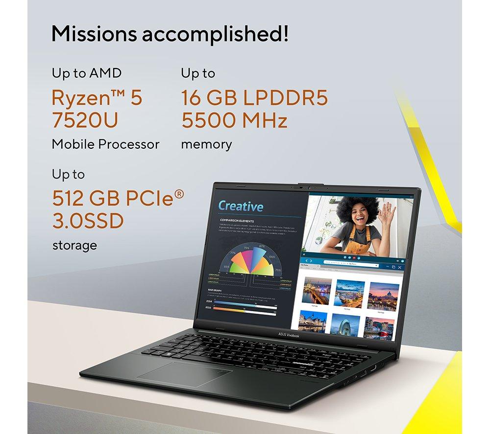 ASUS Vivobook Go 15 E1504FA 15.6" Laptop - AMD Ryzen 5, 512 GB SSD, Silver