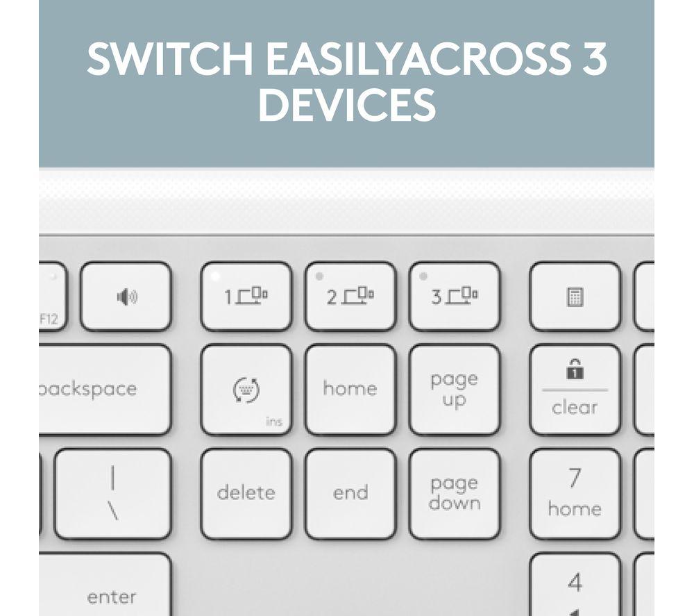 LOGITECH Signature Slim MK950 Wireless Keyboard & Mouse Set - White image number 7 of 12