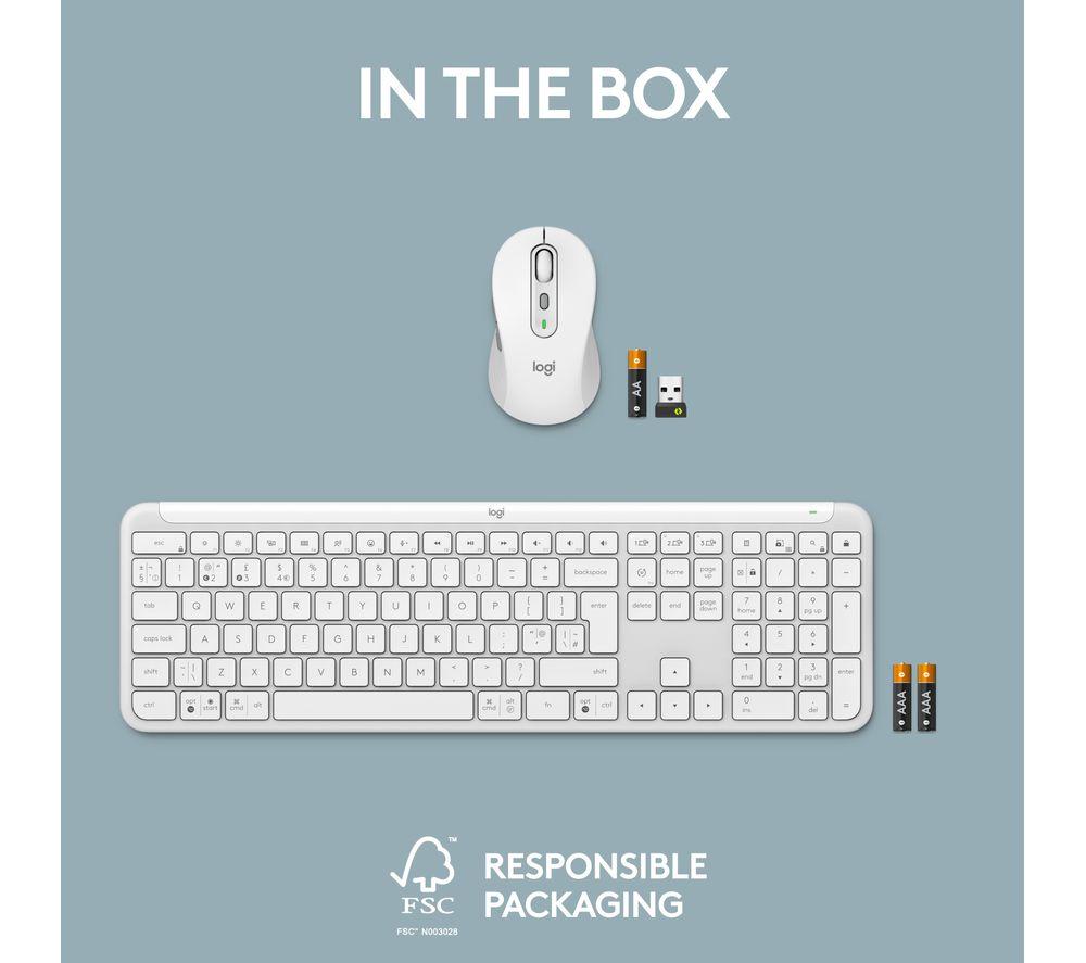 LOGITECH Signature Slim MK950 Wireless Keyboard & Mouse Set - White image number 12 of 12
