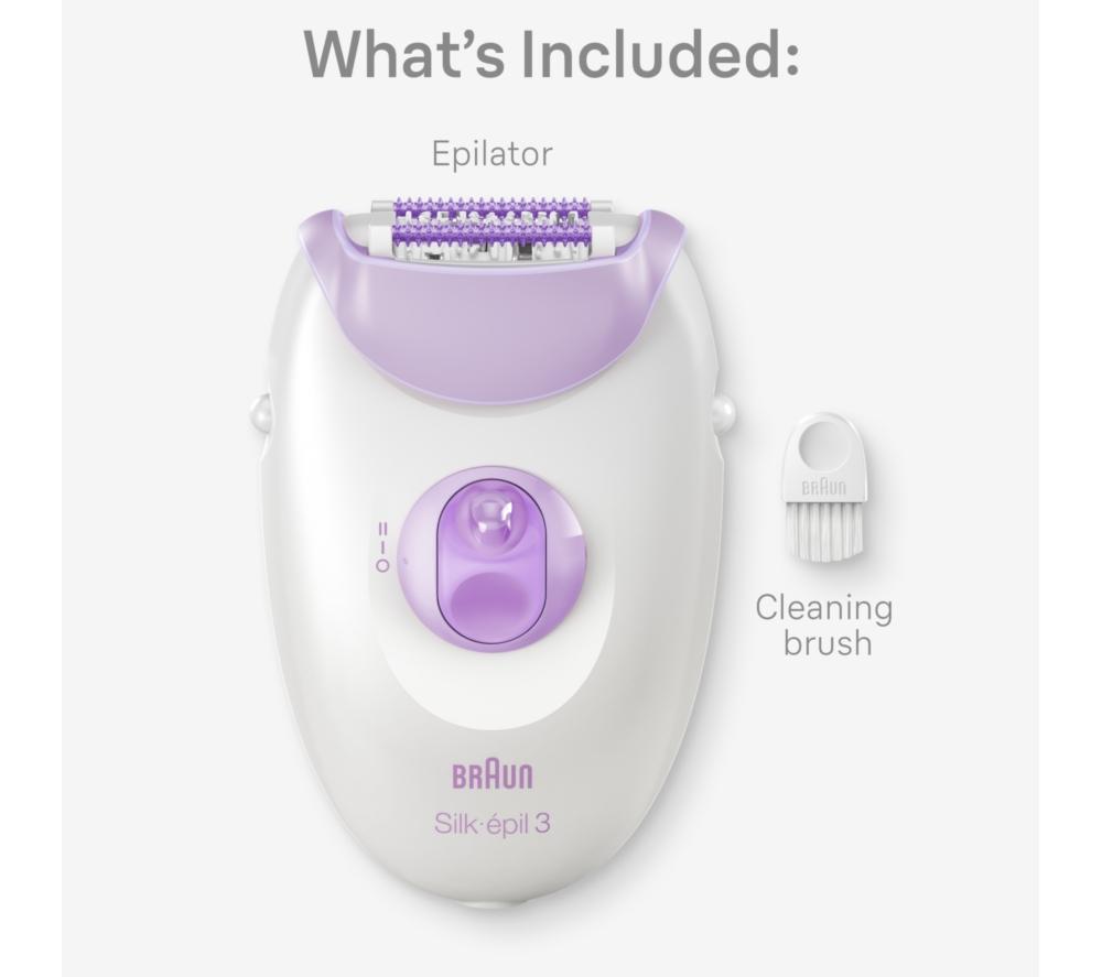 BRAUN Silk-&eacute;pil Series 3 3-000 Epilator - White & Purple image number 6 of 7