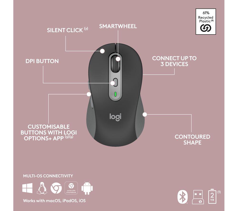 LOGITECH Signature Slim MK950 Wireless Keyboard & Mouse Set - Graphite image number 10 of 12