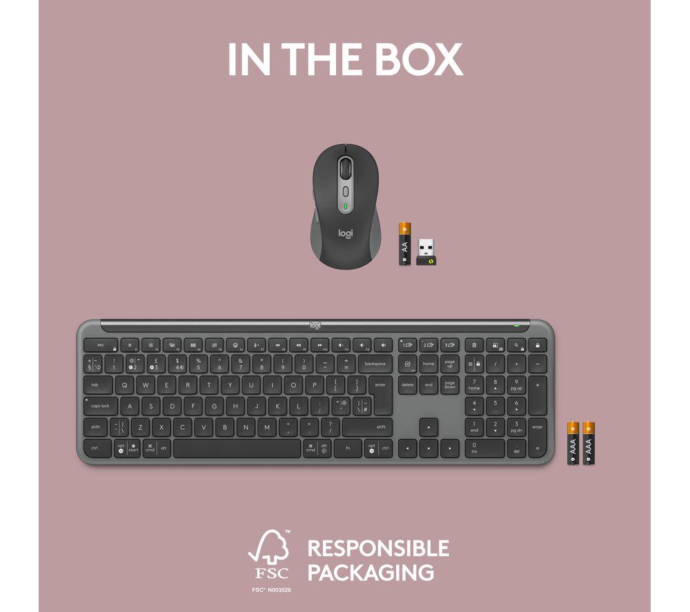 LOGITECH Signature Slim MK950 Wireless Keyboard & Mouse Set - Graphite image number 12 of 12