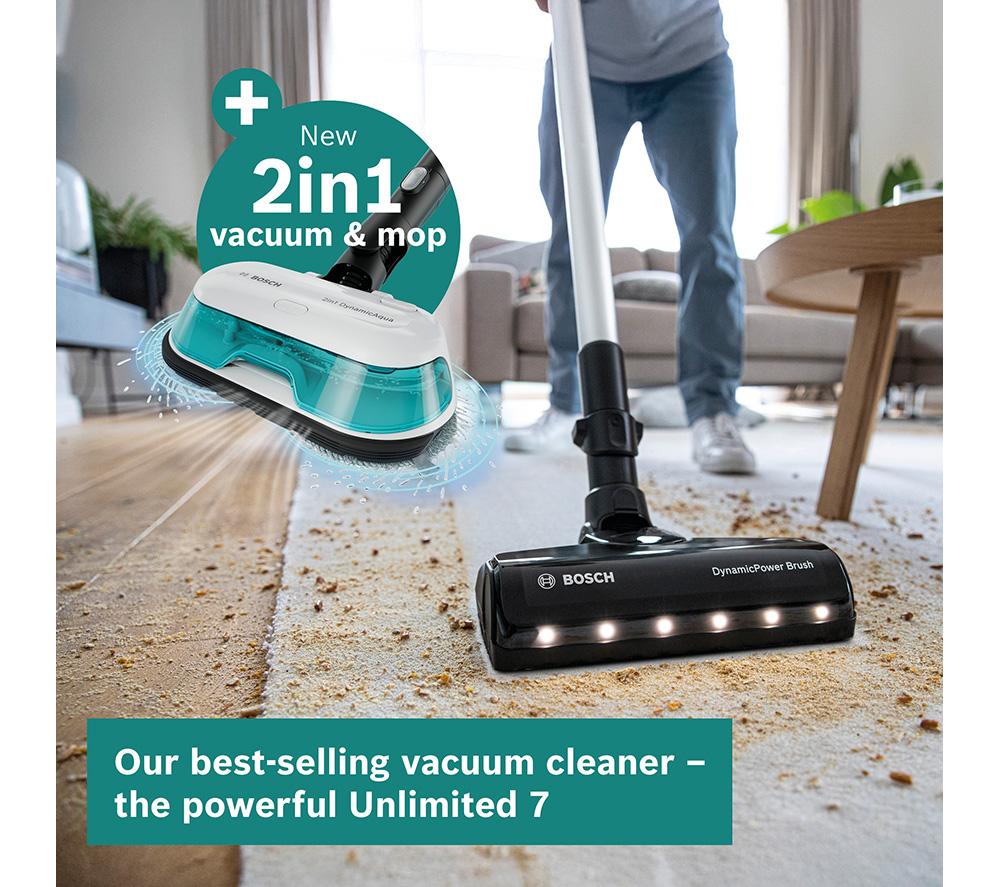 BOSCH Unlimited 7 Aqua BCS71HYGGB 2-in-1 Cordless Vacuum Cleaner - White & Turquoise image number 2 of 11